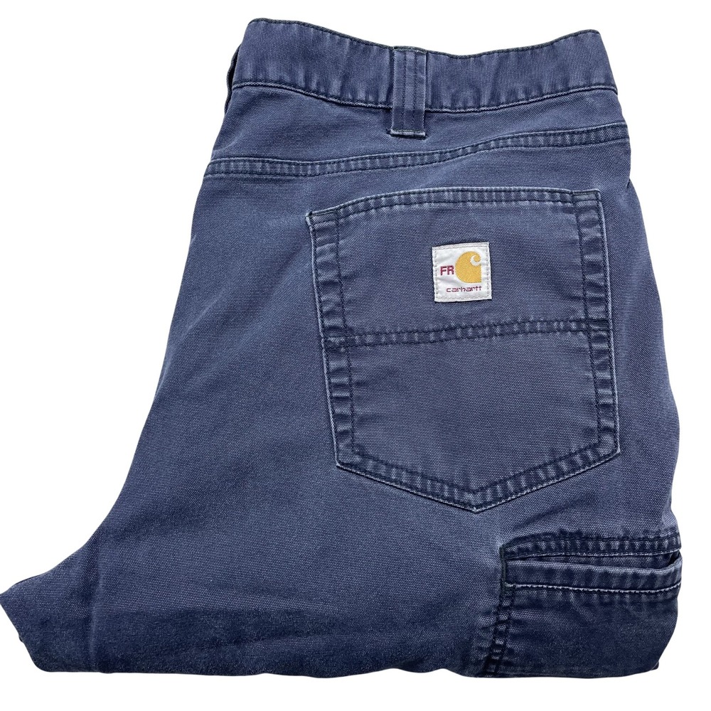 Carhartt Pants Mens 38x32 Blue Canvas Flame Resistant Carpenter Workwear FR